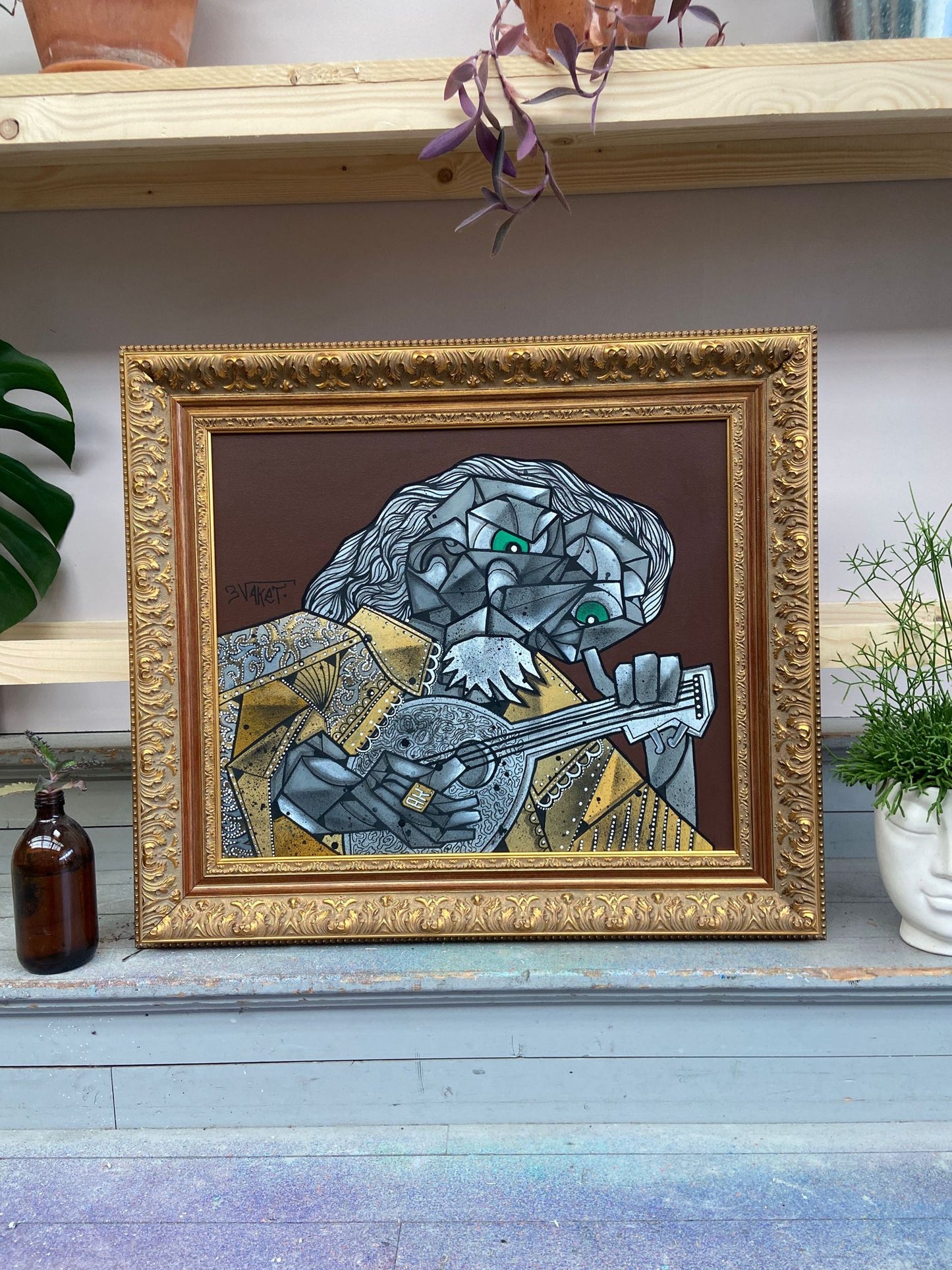 Le joueur de luth by Aket (Framed) by Aket - Signature Fine Art