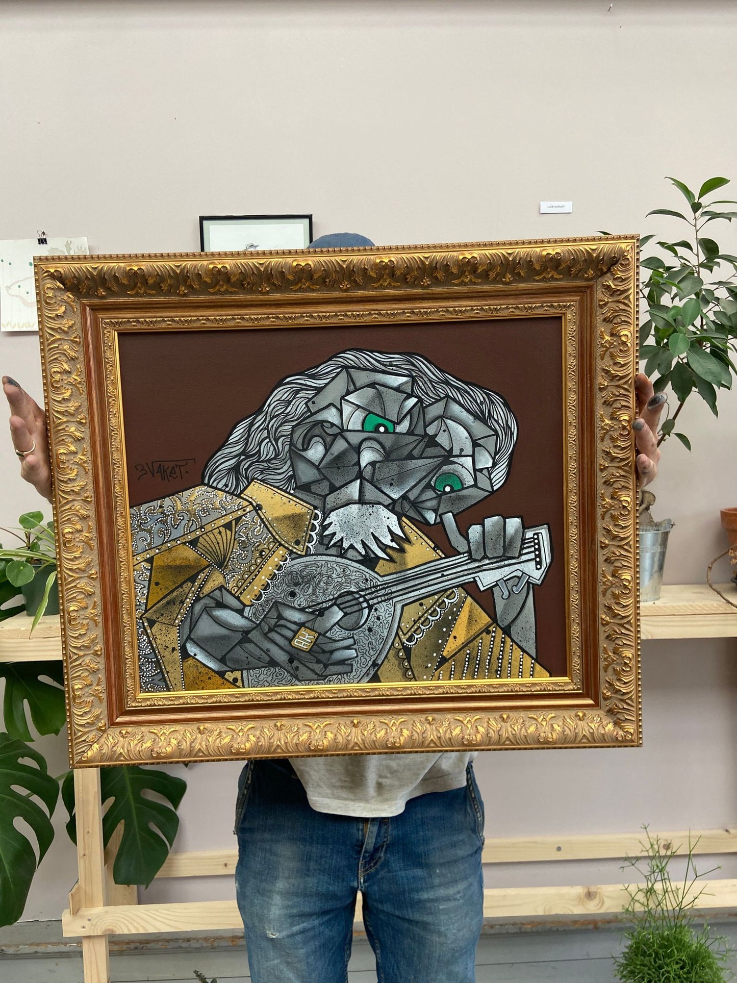 Le joueur de luth by Aket (Framed) by Aket - Signature Fine Art