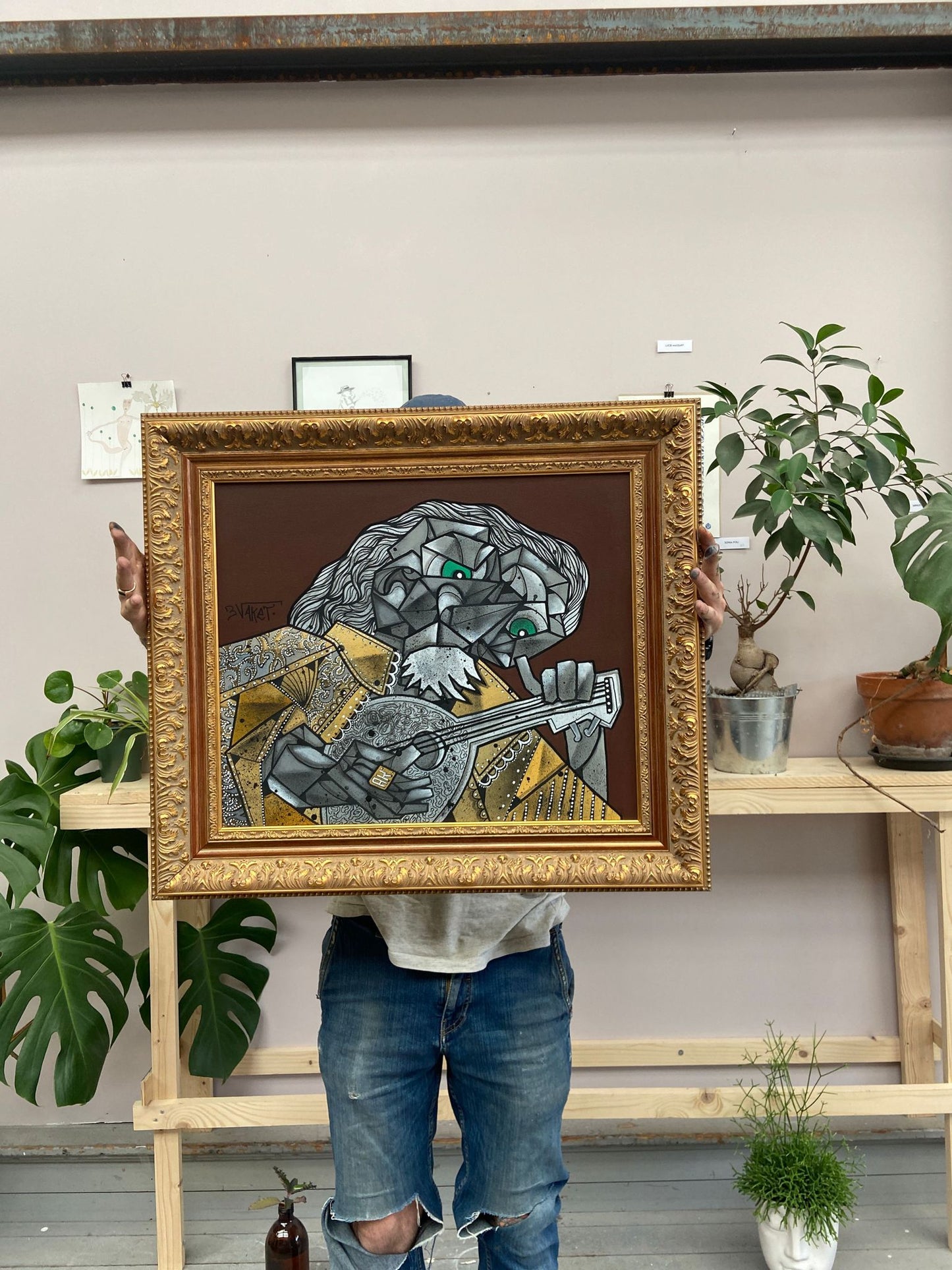 Le joueur de luth by Aket (Framed) by Aket - Signature Fine Art