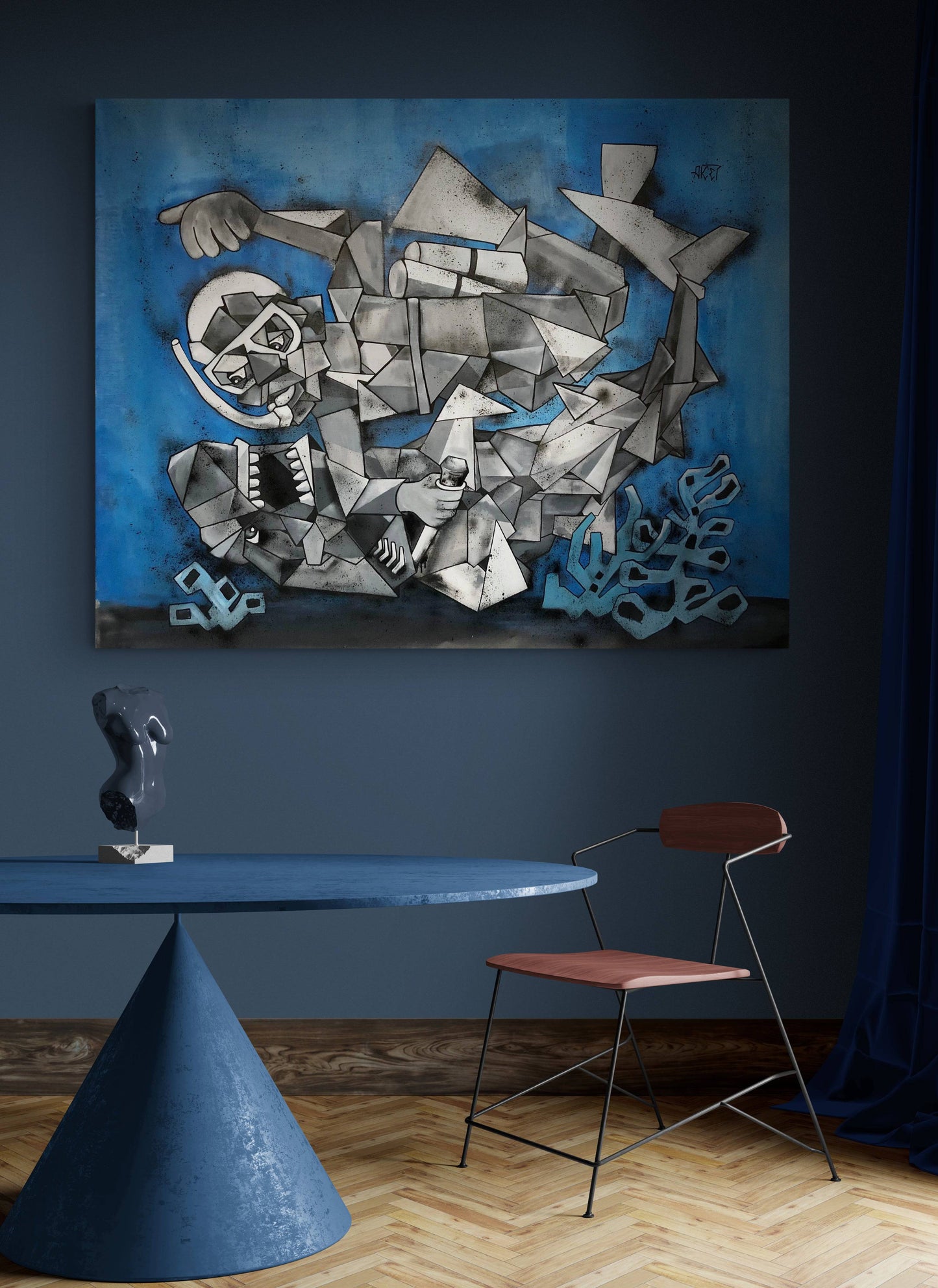 Shark (Combat avec le requin) by Aket - Signature Fine Art