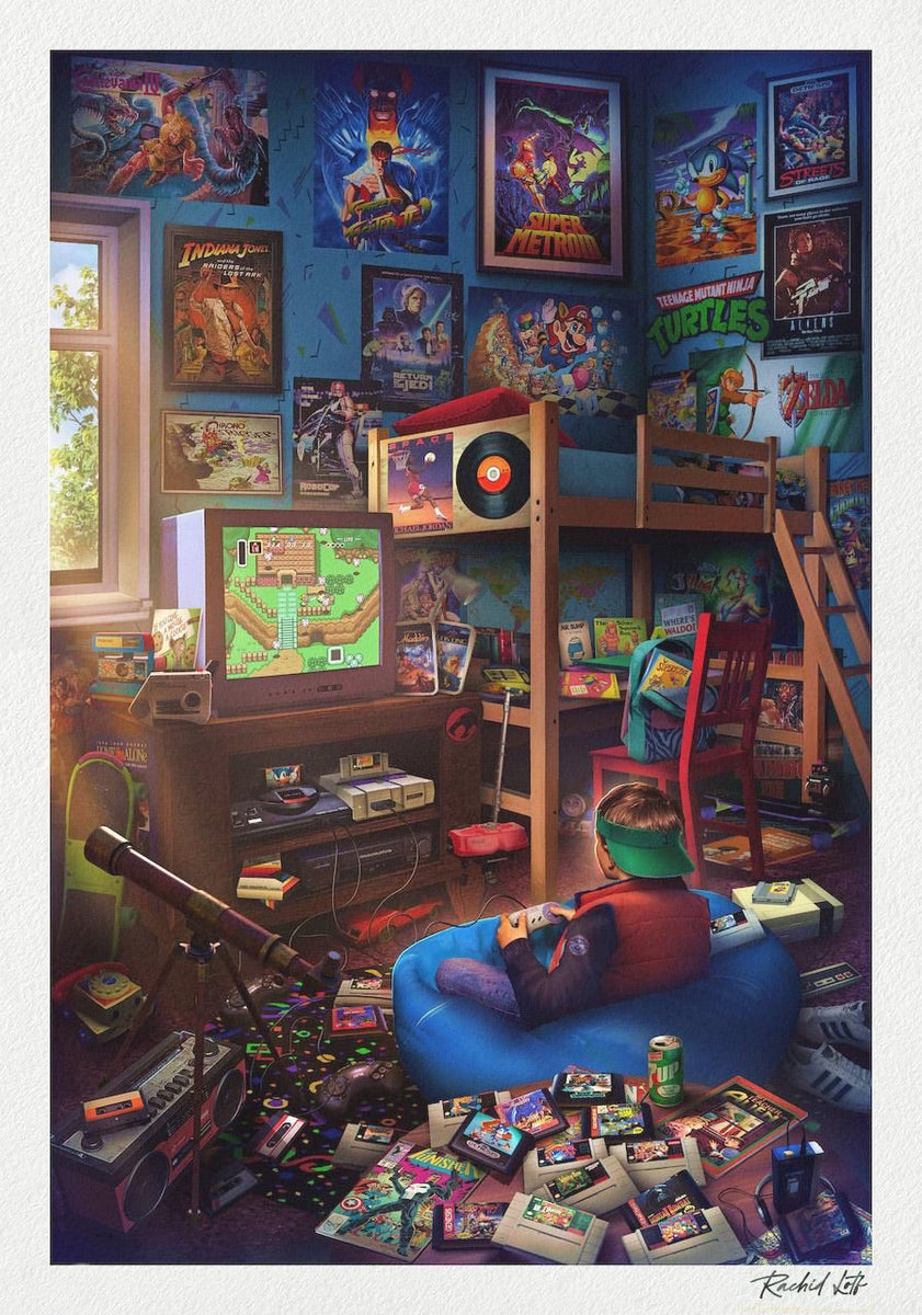 80s 90s bedroom, Rachid Lotf  Retro gaming art, Nostalgia art