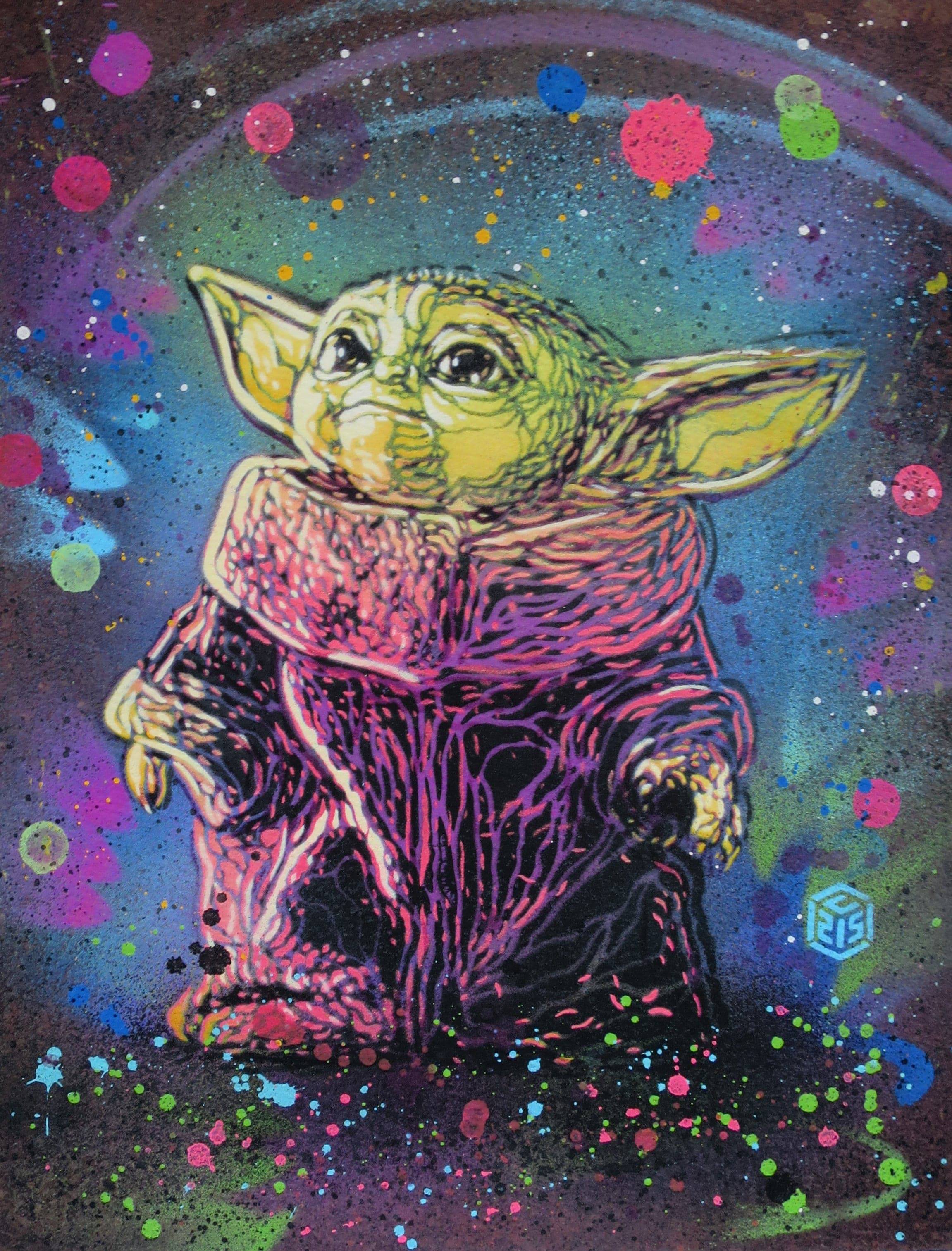 C215 : Baby Yoda by C215 | Signature Fine Art