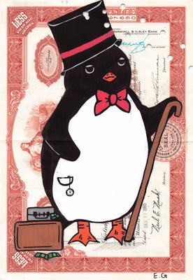 Banker Penguino by Eva Goubin (Official Limited Edition Print)