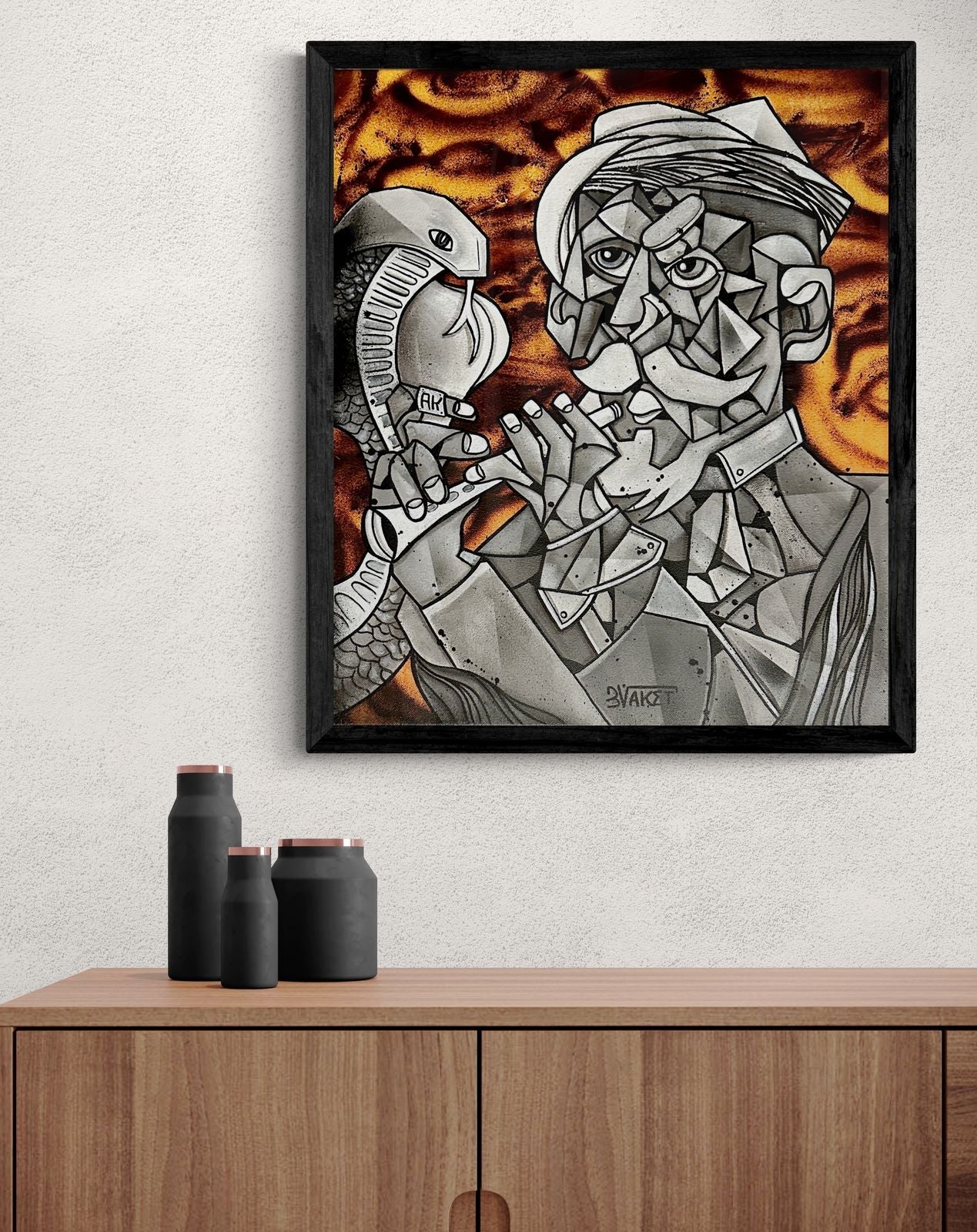 Le charmeur de serpents by Aket by Aket - Signature Fine Art