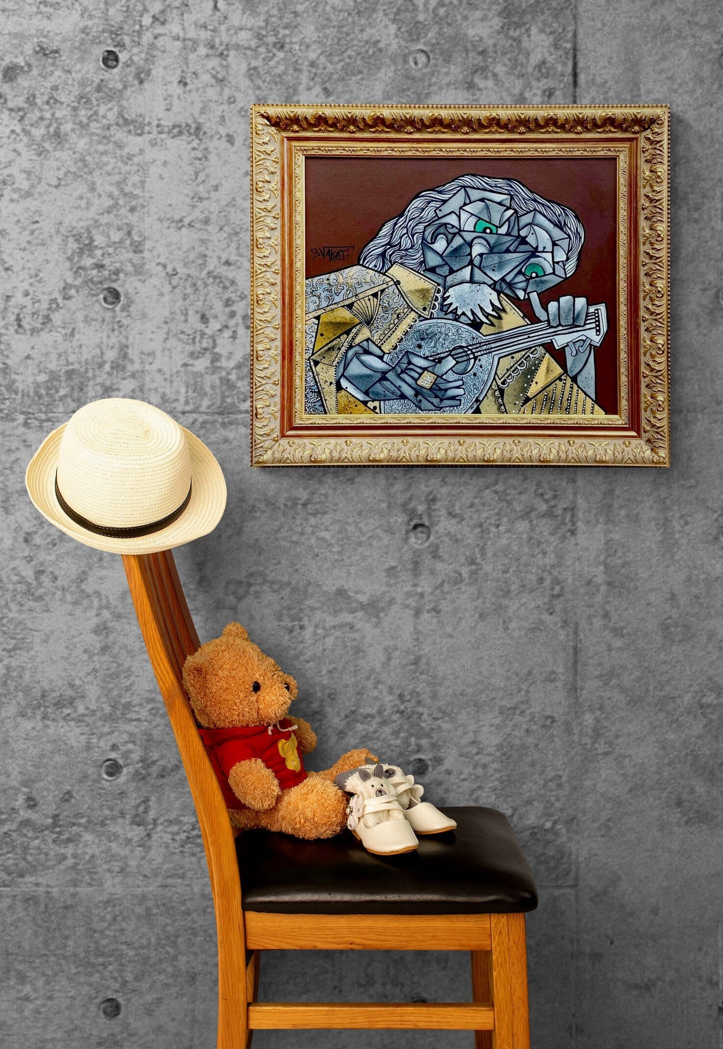 Le joueur de luth by Aket (Framed) by Aket - Signature Fine Art
