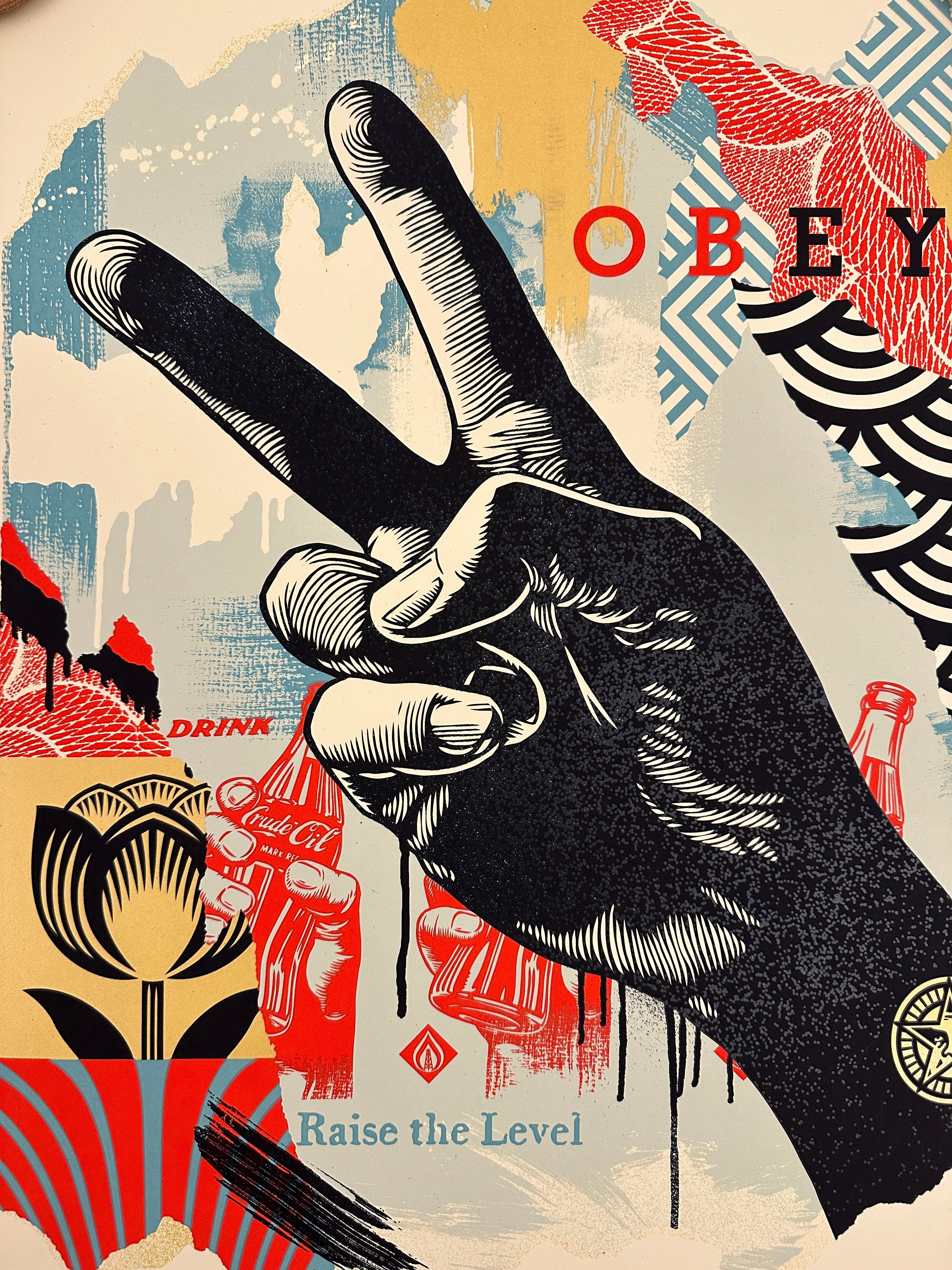 希少 black flag Shepard Fairey obey ポスター OBEY (Shepard Fairey) : Raise the Level (Peace) | Signature
