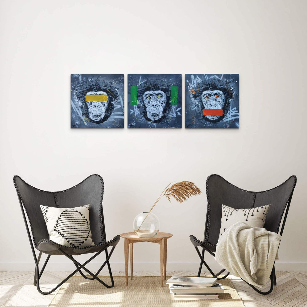 
                  
                    Three Wise Monkeys (Triptych) by Valé Stencil - Signature Fine Art
                  
                