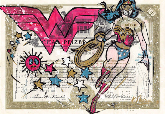 Wonder Woman VS Covid by Katia Ferrari - Signature Fine Art
