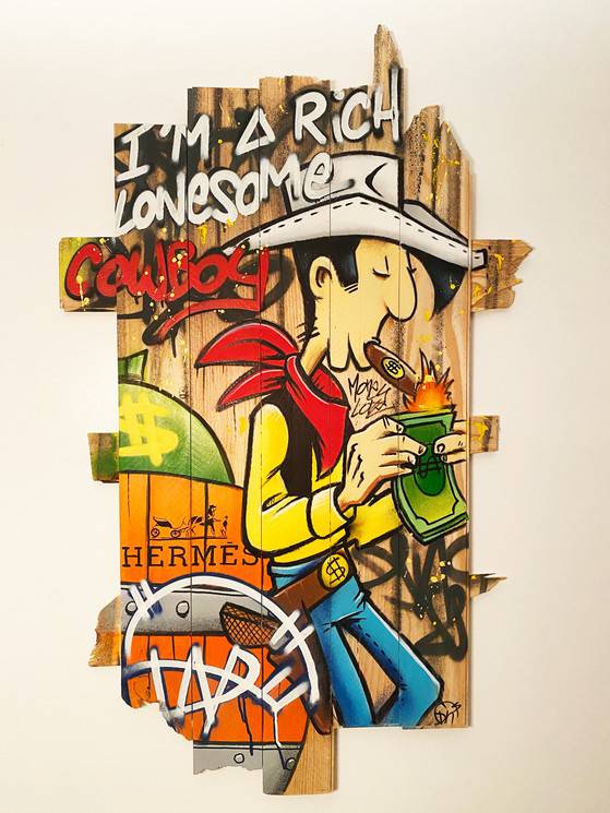 I'm a rich lonesome cowboy (on wood) by Daru - Signature Fine Art