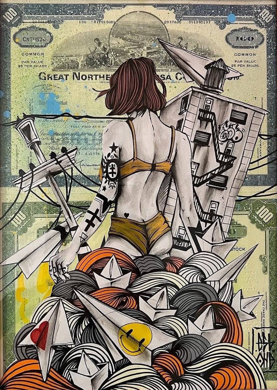Girl in the city ( Double Stock Certificate ) by Esboner - Signature Fine Art